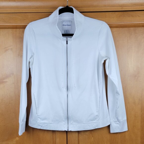 Tommy Bahama Tops - Tommy Bahama White Full Zip 100% Pima Cotton Jacket with Drawstrings - S